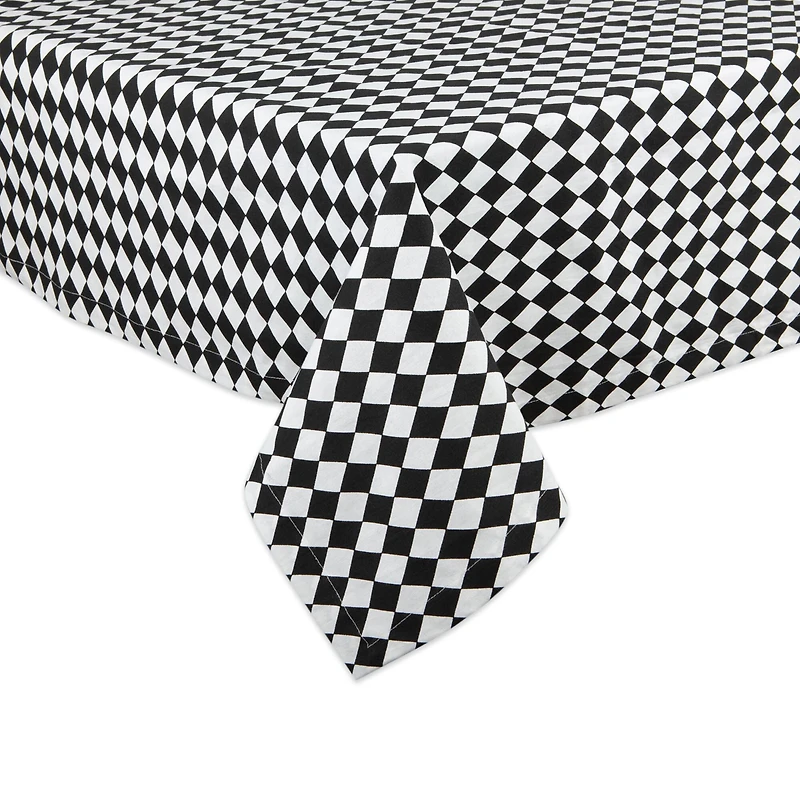 Black and Cream Harlequin Print Tablecloth 60" x 120"