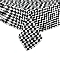 Black and Cream Harlequin Print Tablecloth 60" x 120"