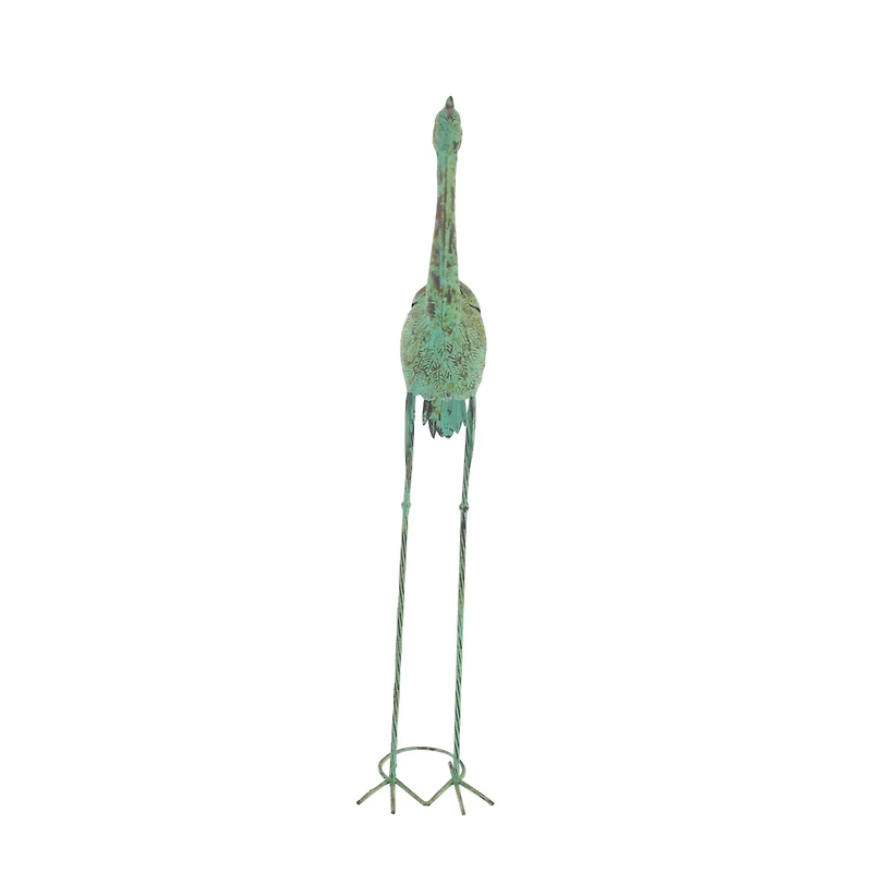 45" Green Metal Cranes Garden Sculpture Set