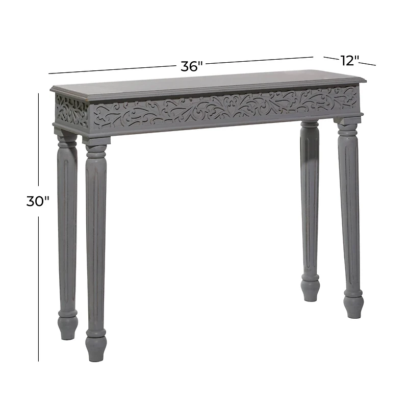 Grey Farmhouse Mango Wood Console Table, 30" x 36"