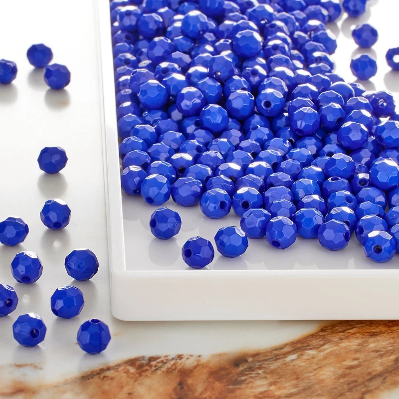 8mm Faceted Acrylic Round Craft Beads by Bead Landing