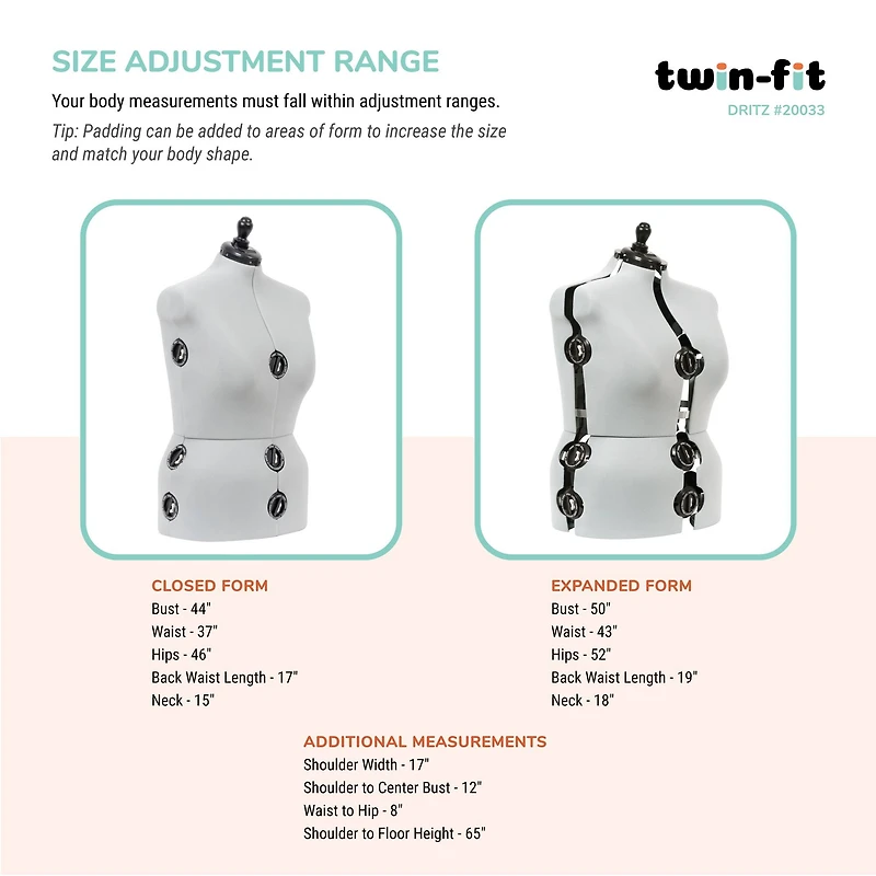 Dritz® Twin-Fit Large Dress Form with Adjustable Tri-Pod Stand