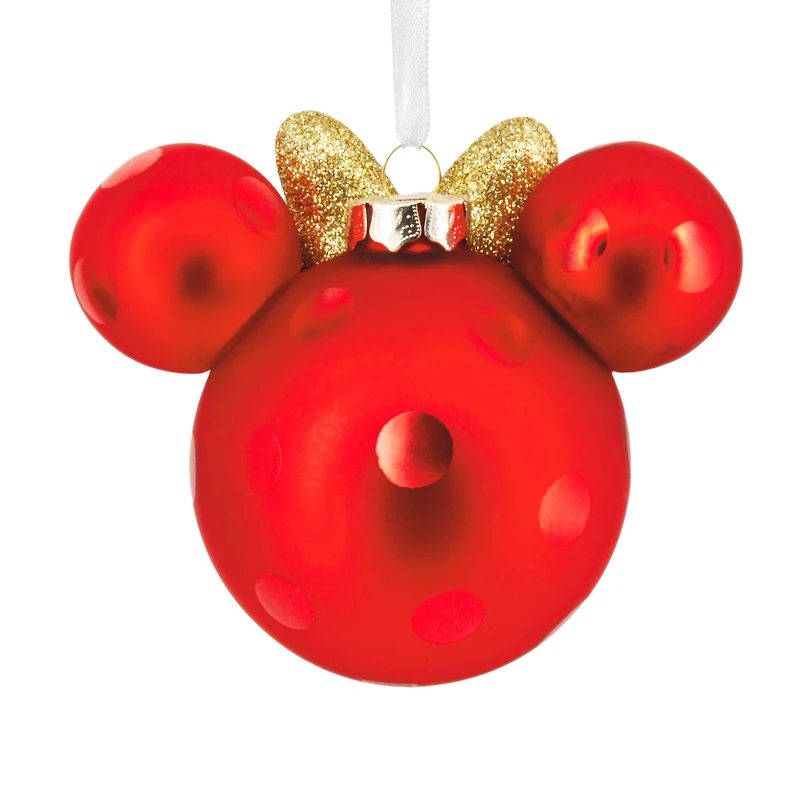 Disney® 4.25" Minnie Mouse Ears Icon Glass Christmas Ornament