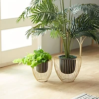 Black & Gold Metal Contemporary Planter Set