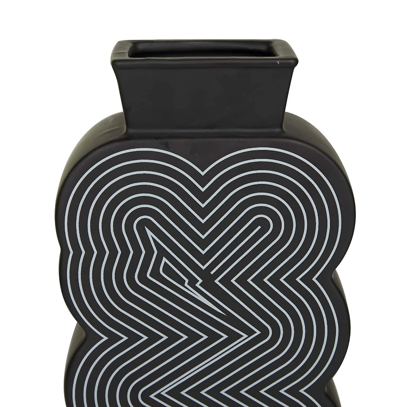 Black Stoneware Contemporary Vase, Set of 2" 12",10"