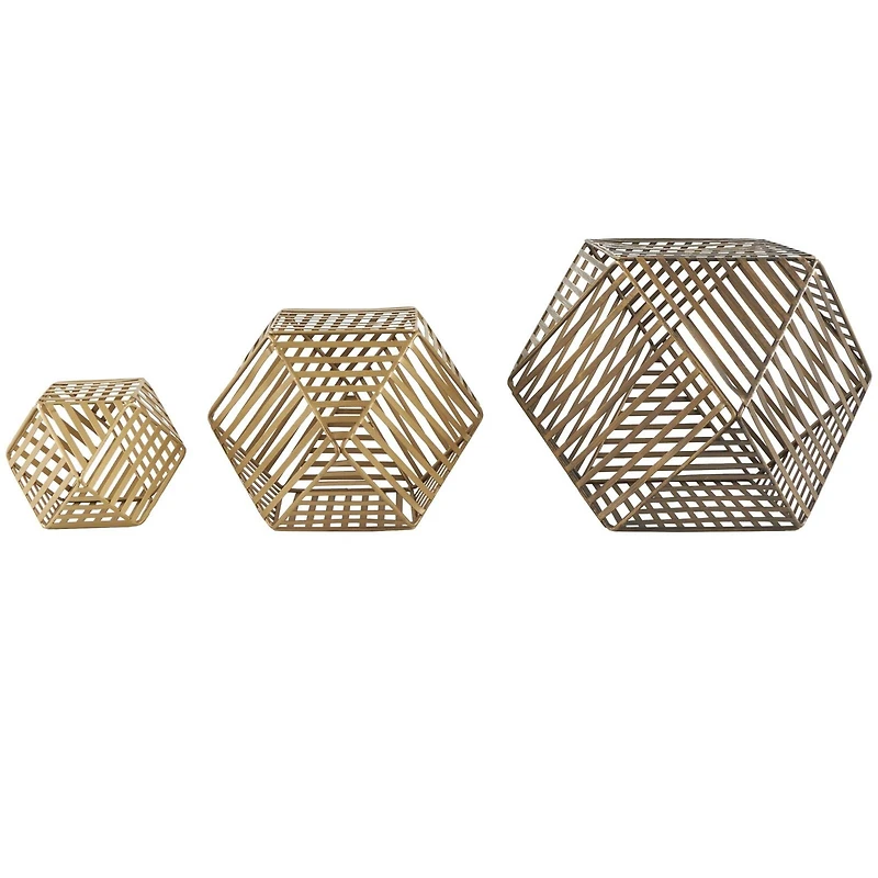 Gold Metal Geometric Sculpture Set, 3ct.