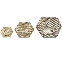 Gold Metal Geometric Sculpture Set, 3ct.