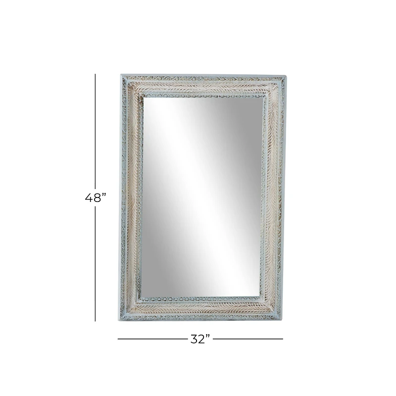 48" White Wood Farmhouse Wall Mirror