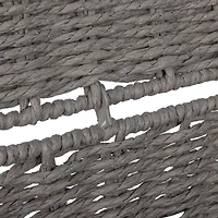 Gray Woven Paper Rope Storage Chest with Hinged Lid & Integrated Handles