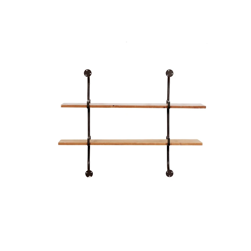 37" Brown Wood Industrial Wall Shelf