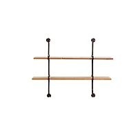 37" Brown Wood Industrial Wall Shelf