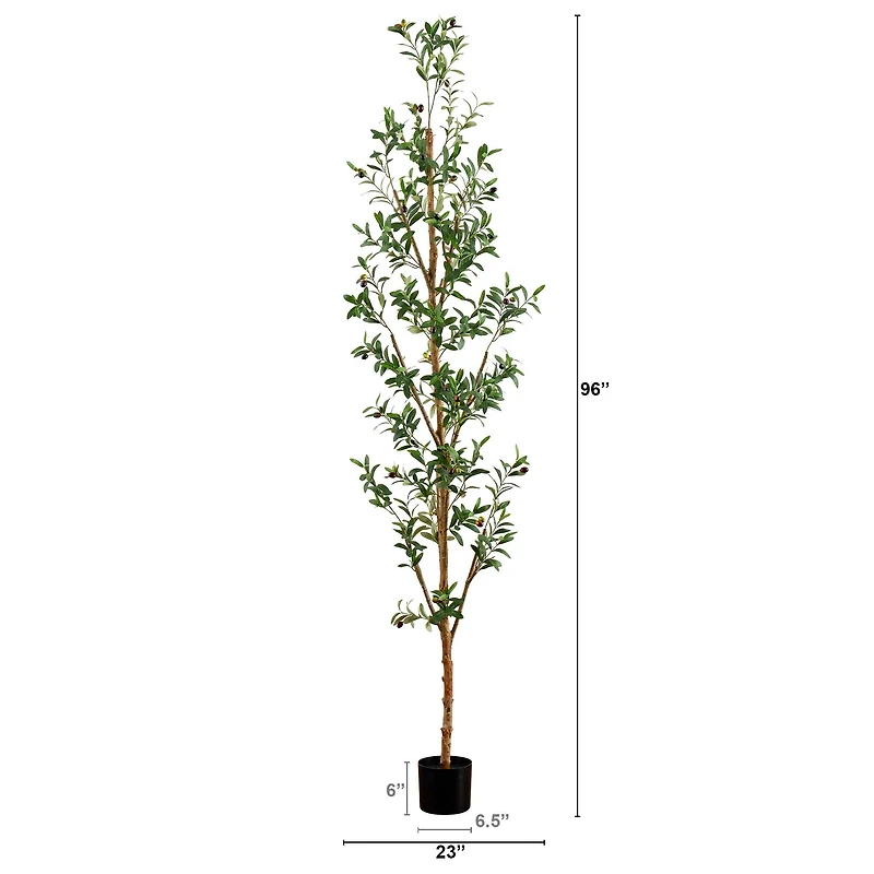 8ft. Potted Artificial Olive Tree with Natural Trunk