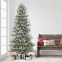 7.5ft. Pre-Lit Flocked Franklin Fir Artificial Christmas Tree, Clear Lights