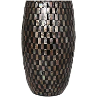24" Black Mother of Pearl Handmade Mosaic Inspired Vase