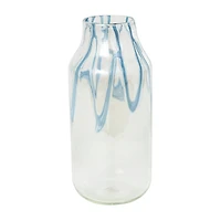 17" Clear Vase with Wavy Blue Design