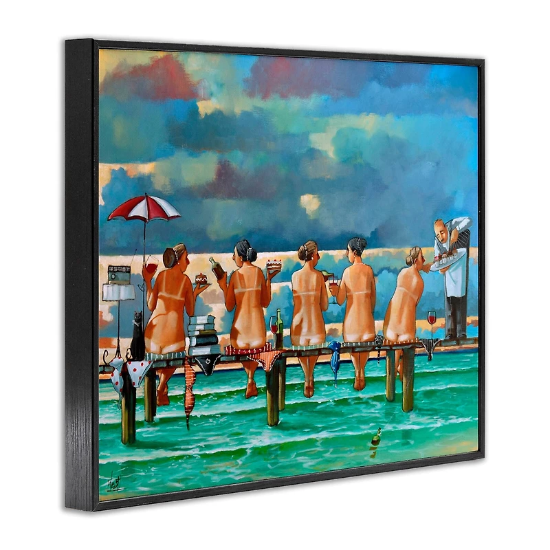 Stupell Industries Women on Dock with Tan Lines Framed Giclee Art