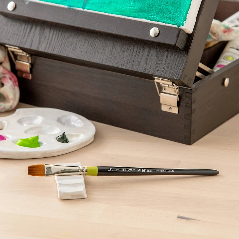 Golden Taklon Short Handle Flat Wash Brush by Artist's Loft™ Vienna