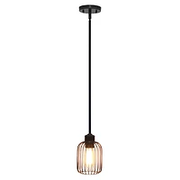 Lalia Home Ironhouse 7" Black 1-Light Metal Caged Mini Pendant