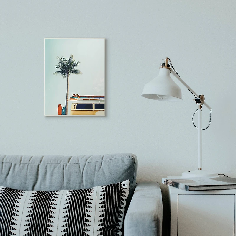 Stupell Industries Surf Bus Yellow With Palm Tree Photography, 10" x 15"