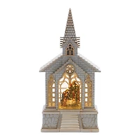 8.25" LED Snow Globe Church with Nativity