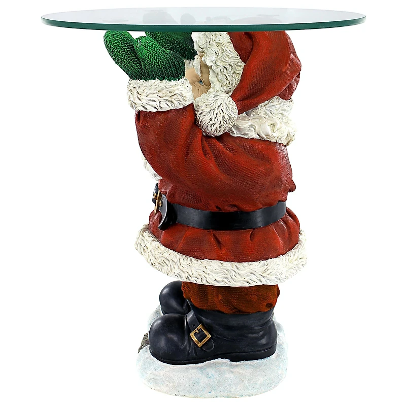 Design Toscano 21.5" Santa Claus Sculptural Glass-Topped Holiday Table