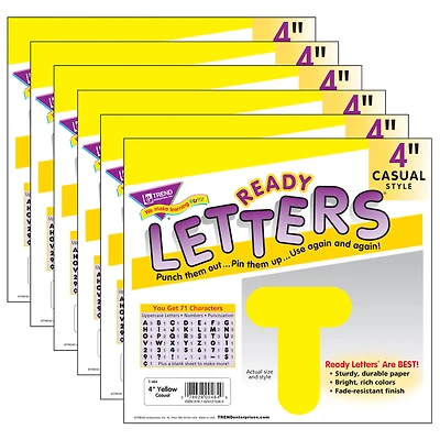 Trend Yellow 4" Casual Uppercase Ready Letters®, 6 Packs