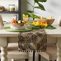 DII® Black Fern Print On Natural Jute Table Runner 14x72