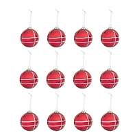 Hello Honey® 12 Pack 4" & Silver Grid Mercury Glass Ball Ornaments
