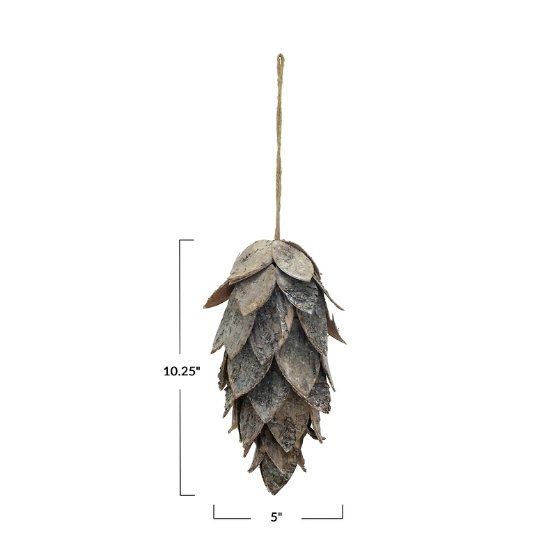 Hello Honey® 10.25" Natural Birch Bark Pinecone Ornament