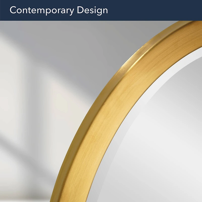 Head West Oval Brushed Gold Metal Framed Bathroom Mirror - 29" x 23"