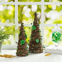 Glitzhome® St. Patrick's Rattan Shamrock & Berry Table Tree Set