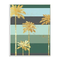Stupell Industries Glam Tropical Palms over Green Bold Stripes Wall Plaque