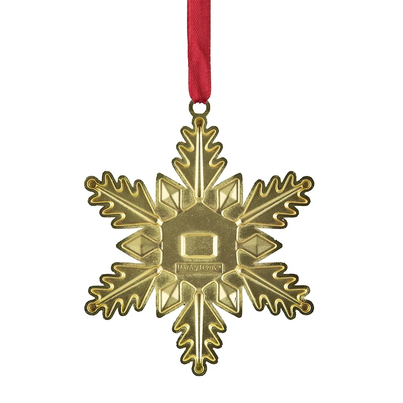 3.5" Gold Brass-Plated Snowflake with European Crystals Ornament