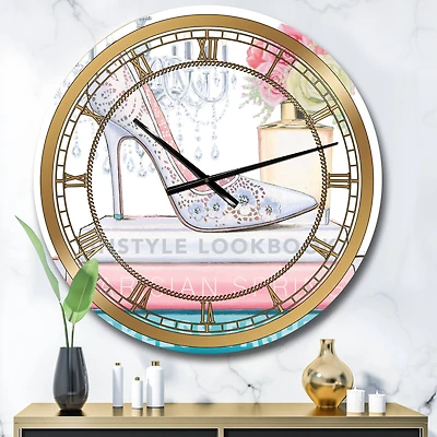 Designart 'Pink Fashion High Heels Iii Glam Wall Clock
