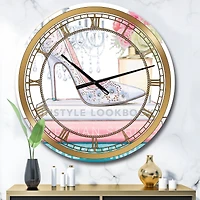 Designart 'Pink Fashion High Heels Iii Glam Wall Clock