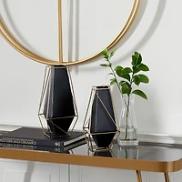 Black Metal Contemporary Vase Set