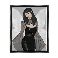 Stupell Industries Goth Fashion Girl Botanical Pattern Framed Floater Canvas Wall Art