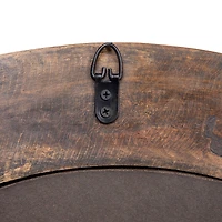 Hello Honey® Walnut Round Carved Wood Framed Wall Mirror