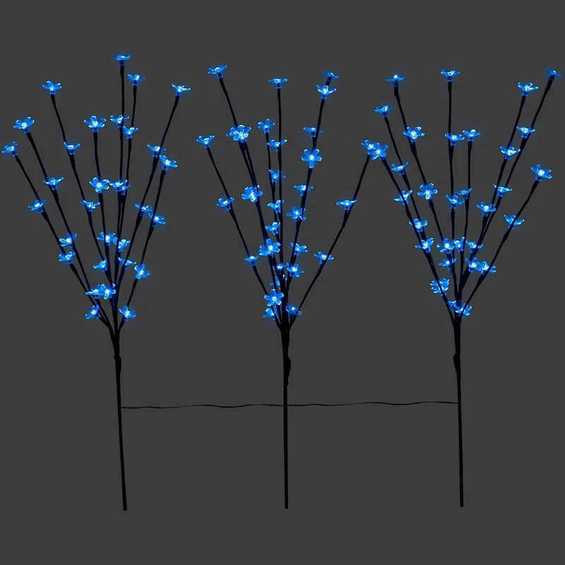 Set of 3 Pre-Lit Cherry Blossom Artificial Tree Branches 2.5' - Blue LED Lights