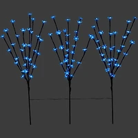 Set of 3 Pre-Lit Cherry Blossom Artificial Tree Branches 2.5' - Blue LED Lights