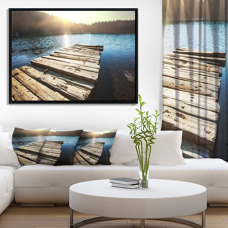 Designart - Large Wooden Pier into the Lake