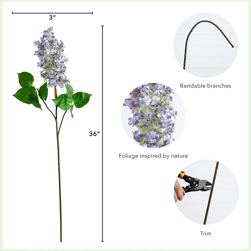 36" Lilac Flower Stems