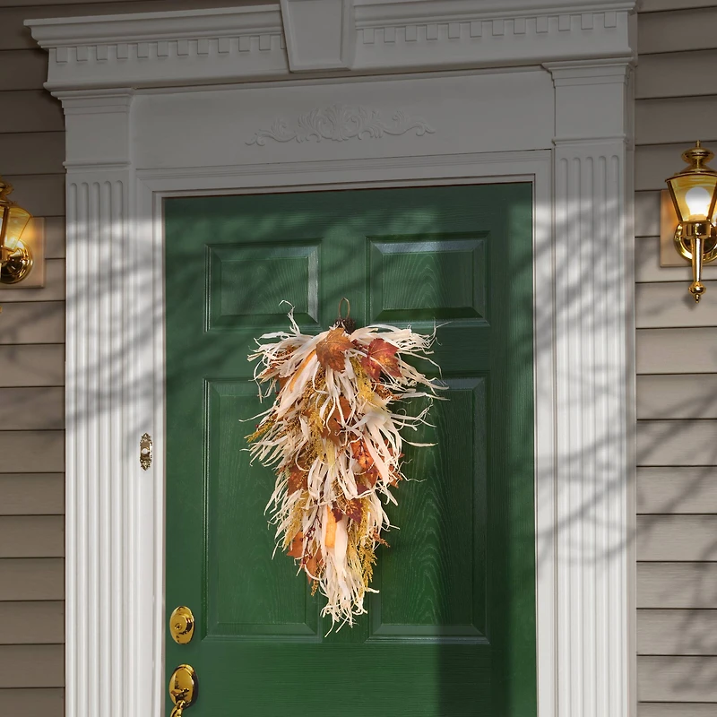 30" Harvest Raffia Teardrop Swag