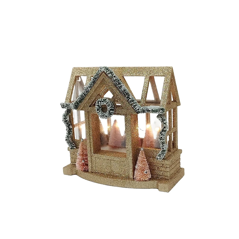 8" Gold Glitter House LED Tabletop Décor by Ashland®