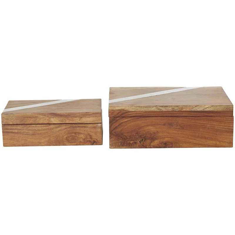 Brown Box Set with Silver Diagonal Stripes