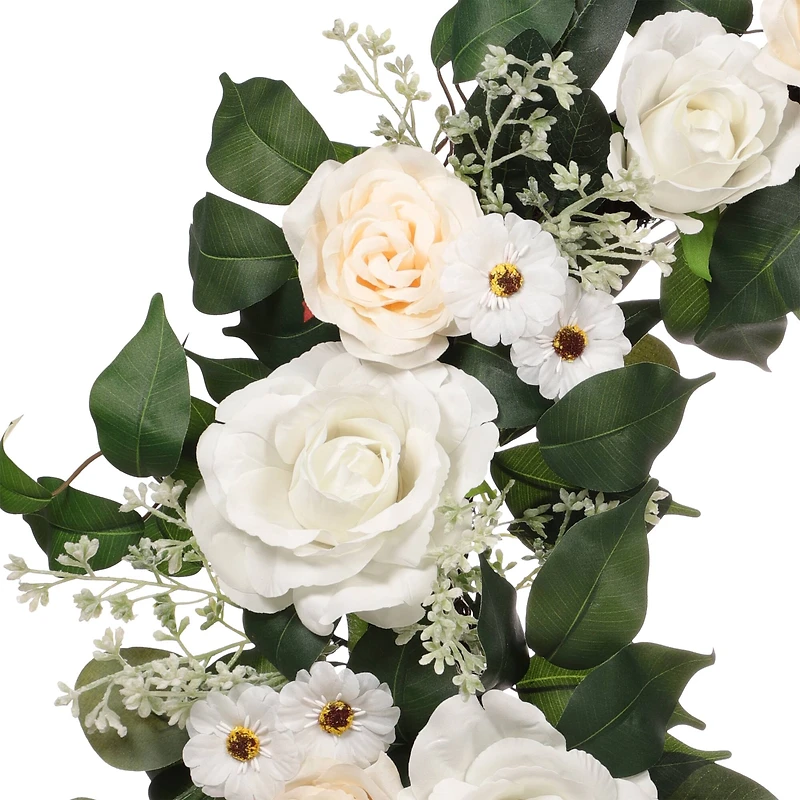 24" Spring Cream Rose & Camellia Wreath