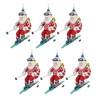 4.75" Glass Ski Santa Ornaments, 6ct.