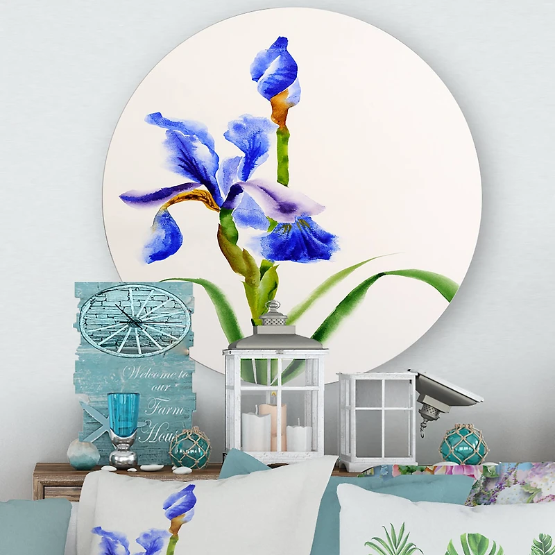 Designart - Retro Blue Iris Flower