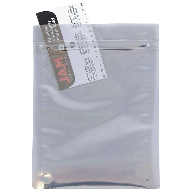 JAM Paper 9" x 12" Clear Foil Zip Closure Envelopes, 25ct.