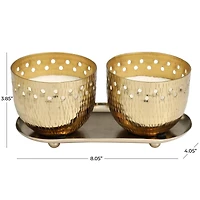 7oz. Jasmine Scented Candles in Cut Out Gold Bowls and Tray